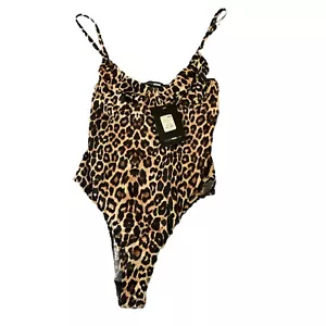 Body donna Fashion Nova nuovo con etichetta stampa leopardata taglia media pericoloso - Foto 1 di 3