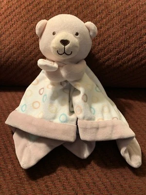 Manta de seguridad para bebé Carters Bear Circles Dots Aqua Turquesa Bronceado Minky Lovey  Foto 1 de 4