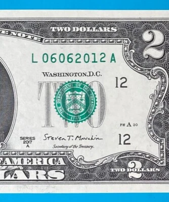 June 6, 2012 : L 06062012 A BIRTHDAY Note $2 Two Dollar Bill *Uncirculated* - Image 1 of 3