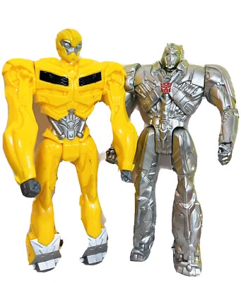 Hasbro Two Transformers Auto Bot Bumble Bee Siver Knight Optimus Prime 2013 Foto 1 de 4