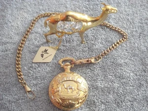 VTG 80TH ANNIVERSARY CAMEL CIGARETTES "POCKET WATCH" & KG&C GOLD CAMEL ORNAMENT - Picture 1 of 11