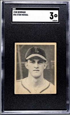 Stan Musial. 1948 Bowman Rookie Baseball Card #36. SGC 3. Very Good - Image 1 of 2
