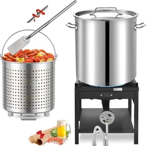 Kit Friggitrice Tacchino Bollente per Frutti di Mare 84QT in Acciaio Inox con Colino - Foto 1 di 6