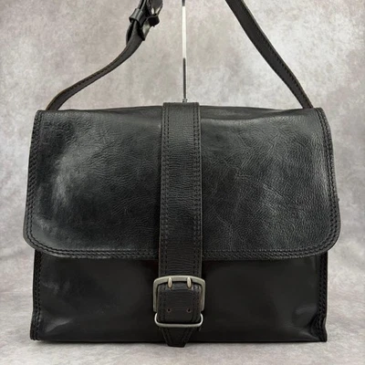 Bolso de Hombro Mensajero John Varvatos Cuero en Negro USADO ¡Buen Estado Japón! Foto 1 de 4