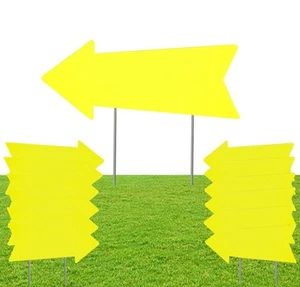 Yellow Arrow Signs with Stakes 12Pcs Blank Yard Signs with Stakes 17 x 6 Inch... - Picture 1 of 7