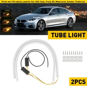 LED White DRL Light Amber Strip Sequential Flow Signal Turn for Ford Edge Honda - Picture 1 of 16