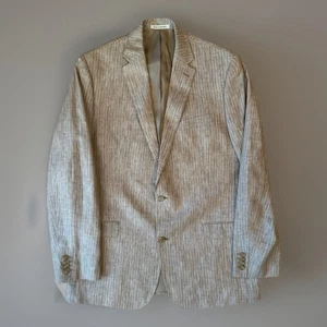 Lauren Ralph Lauren Linen Blazer 44L Light Brown Stripe Minimalist New York RRL - Picture 1 of 9