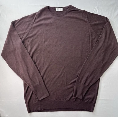 Suéter John Smedley Para Hombres XXL Lana Cuello Redondo Ligero Hecho en Inglaterra Granate Foto 1 de 4
