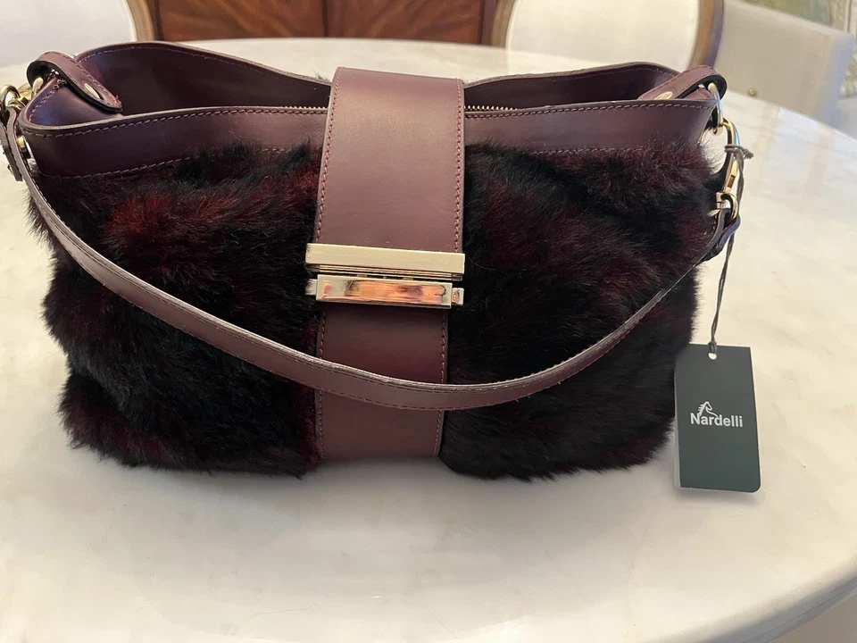 NUEVO CON ETIQUETAS NARDELLI Bolso de Mano Hobo Bolso de Mano Bolso con Mango Superior Cuero Italiano y Piel Sintética Foto 1 de 4