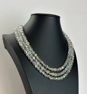 Collar de Colección Cristal Aurora Boreal Facetado Cuentas Elegante Cierre Hecho en Austria - Imagen 1 de 10