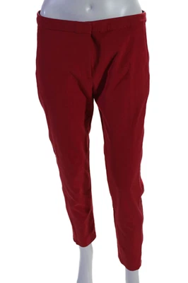 Pantalones de vestir Tibi para mujer con botones texturizados forrados de pierna recta rojos talla 4 Foto 1 de 4