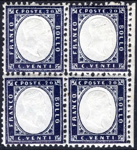 VITTORIO EMANUELE II C.20 SASS 2 IN QUARTINA MNH ** NEU MIT VOLLGUMMI - Bild 1 von 2