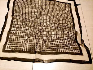 Ann Taylor 100% Silk Scarf, Square Geometric, Black/White - Picture 1 of 5