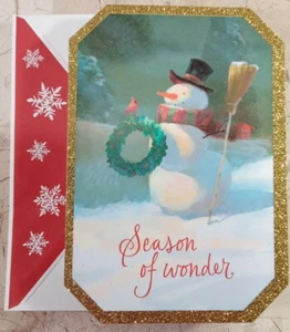 Hallmark Christmas 20 Greeting Cards Snowman Bird Glitter 22 Printed Envelopes - Picture 1 of 6