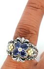Barbara Bixby 925 Sterling Silver & 18K Gold Accents Amethyst Flower Ring Size-9