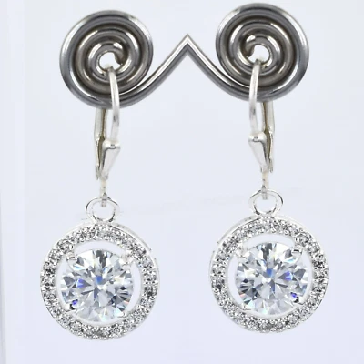 3 Ct Treated Certified Off White Diamond Solitaire Dangler Earrings, 925 Silver - Image 1 of 4