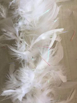 1 Yard Chandell Feather Boa with Tinsel  Kid Feather Boa Feather Trim Pink White - Image 1 of 4