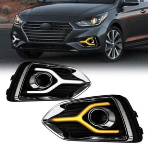 For Hyundai Accent 2018-2022 LED Daytime Running Light DRLwith Turn Signal - Foto 1 di 8