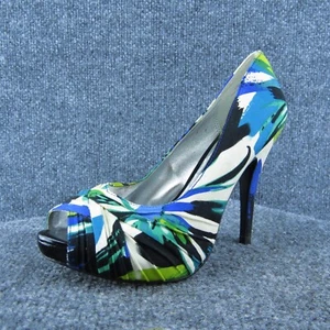Audrey Brooke Women Peep Toe Heel Shoes Multicolor Fabric Size 6.5 Medium - Picture 1 of 9