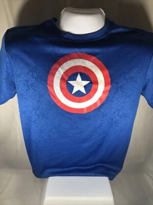 Camiseta elástica de poliéster ✅ Captain America WorkOut manga corta hombre mediana Foto 1 de 4