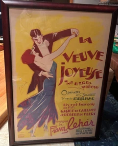 1936 Vintage Rare Georges Dola Opera Poster Framed- La Veuve Joyeuse/Merry Widow - Picture 1 of 12