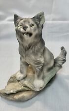 Debra Minette Wolf Dog Statue Sculpture Signed