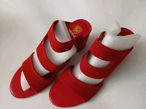 Fran Willor Zapatos Rojos 3.25" Talla 9.5 Tacones Deslizables con Tiras Sandalia Nuevos  - Imagen 1 de 10