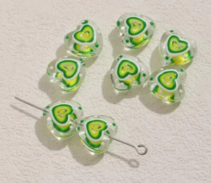 20PC Green Heart Acrylic Beads Hand painting 11*12mm For Jewelry DIY - Picture 1 of 1