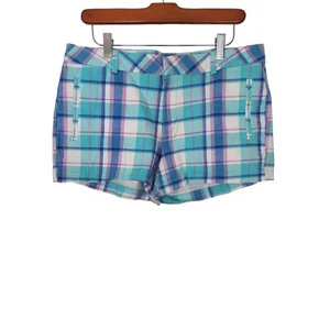 A.N.A Twill Shorts 12 Damen Chino kariert blau lila hoher Bund Baumwollmischung - Bild 1 von 5