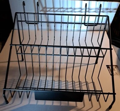 Juego de 2 estantes colgantes/de pie para cocina con exhibición de alambre de metal negro, Foto 1 de 4