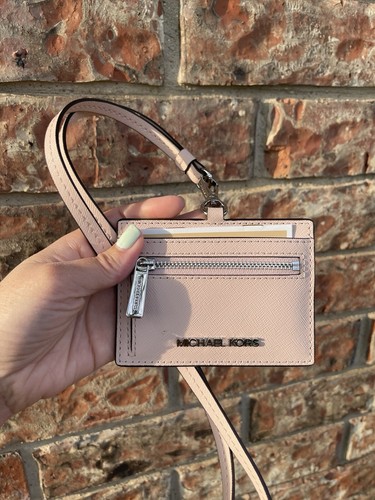 MICHAEL KORS Jet Set viaggio est ovest custodia carta d'identità portafoglio cordino pelle