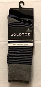 Calcetín de vestir para hombre punta dorada 3 pares a rayas lunares gris azul zapato talla 6-12,5 - Imagen 1 de 3