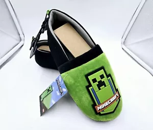 MINECRAFT CREEPER Rubber Bottom Slippers Premium House Shoes Boys/Youth Size 4-5 - Picture 1 of 5