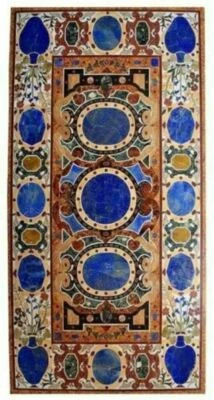 Mesa de mármore 3'x2' centro café jantar decoração incrustação azul lápis antigo a1 - Imagem 1 de 4