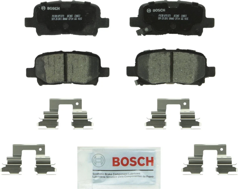 Juego de pastillas de freno traseras de cerámica QuietCast Bosch BC865 para Acura MDX, Pilot Foto 1 de 1