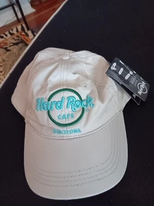 HARD ROCK CAFE BARCELONA MEN'S KHAKI GOLF BALL CAP HAT EMBROIDERED LOGO OSFA NWT - Picture 1 of 8