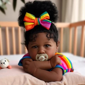 JIZHI Reborn Baby Dolls Black with Lifelike Soft Body African American Realistic - Picture 1 of 7