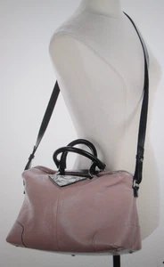 Furla Soft Mauve Pink Black Genuine Leather Satchel Top Strap Shoulder Bag - Picture 1 of 11