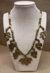 Vtg Jeep Collin’s Rare Brass Musical Angle Christmas Necklace W Hook Clasp - Picture 1 of 9