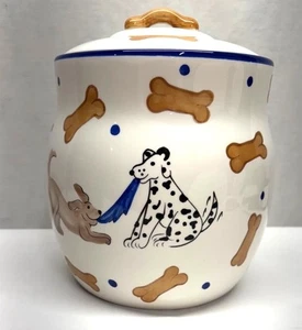 Inspirado Seattle Stonelite Ceramic Canister Dog Bone Cookie Jar Airtight Seal - Picture 1 of 6