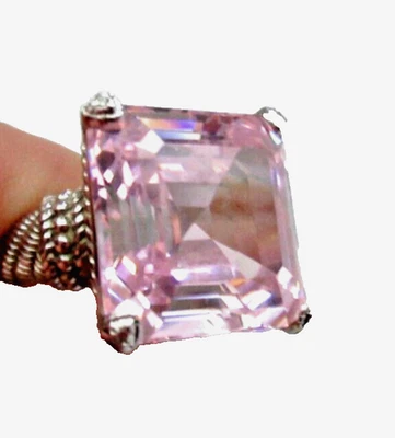 Judith Ripka Sterling Silver 19 ct. Pink & Clear CZ Montana Ring Size 8 G Box - Image 1 of 4