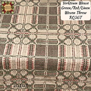 *Yorktown gewebt grün/rot/Leinen gewebt Überwurf 52"x74" - Bild 1 von 1