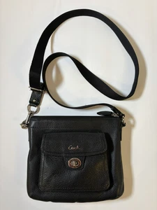 Bolso Bandolera Coach Para Mujer Cuero Guijarro Negro Bloqueo Giratorio Bolsillo Frontal Penélope - Imagen 1 de 10