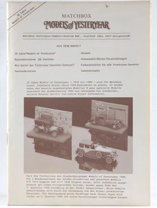 Matchbox MoY Yesteryear W&K Centro de Coleccionistas Boletín 1986, Historia - Imagen 1 de 2
