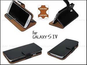Black/white Leather Wallet Stand Case Cover Samsung Galaxy S4 S IV i9500-i9505 - Picture 1 of 5