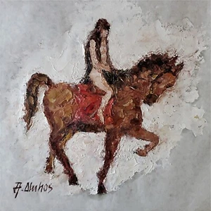 ANDRE DLUHOS Lady Godiva Coventry Horse Ride History Original Art Oil Painting - Picture 1 of 15