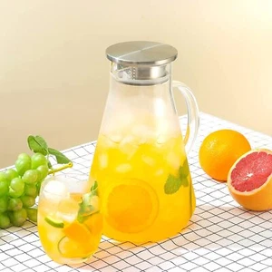 2L Glass Pitcher Juice and Iced Tea Borosilicate Glass Beverage Carafe Hot&Cold - Picture 1 of 8