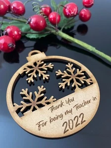 PERSONALISED CHRISTMAS THANK YOU TEACHER BAUBLE ORNAMENT | HANGER | DOCORATION | - Foto 1 di 1