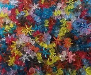 1,000 Pcs Assorted Color Translucent 12mm Starflake Sunburst Plastic Craft Beads - Picture 1 of 2