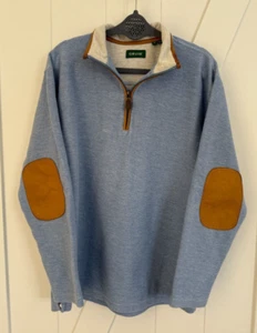 Orvis Thermal 1/4 Zip Pullover Sweater Leather Elbow Patches & Trim Mens M 🔥 - Picture 1 of 7